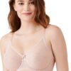 Wacoal Retro Chic Unlined Mesh Full Coverage Underwire Bra, 855186 Soutien-Gorge à Couverture Totale, Transparent, poussière de Rose, 95G Femme-0