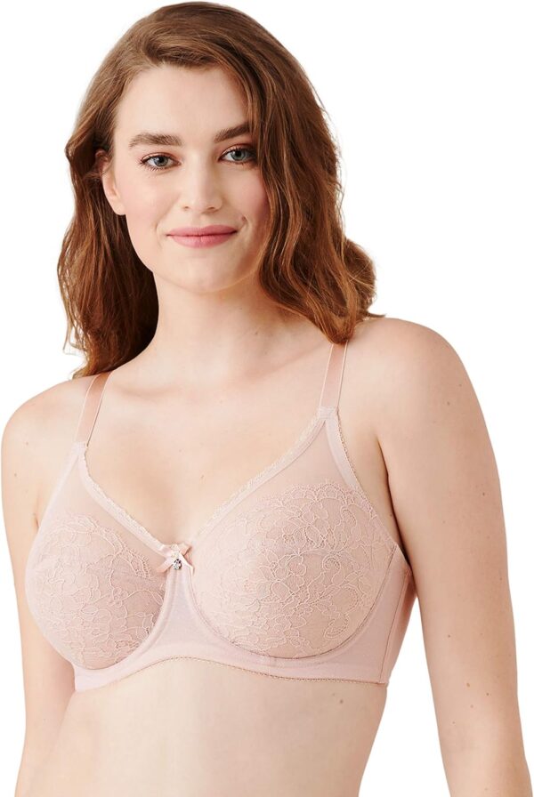 Wacoal Retro Chic Unlined Mesh Full Coverage Underwire Bra, 855186 Soutien-Gorge à Couverture Totale, Transparent, poussière de Rose, 95G Femme-0