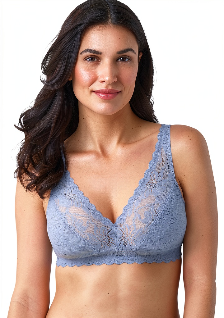 Soutien-gorge Wacoal en dentelle porté sur un fond neutre