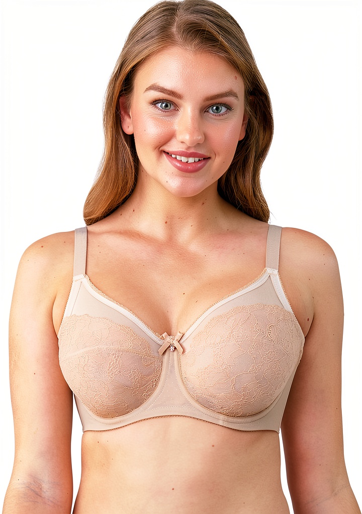 Soutien-gorge Wacoal Retro Chic porté, montrant la couverture totale et la dentelle
