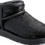 UGG Classic Ultra Mini Mirror Ball Botte tendanceFemme Noir-0