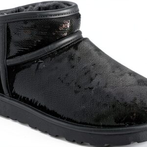 UGG Classic Ultra Mini Mirror Ball Botte tendanceFemme Noir-0