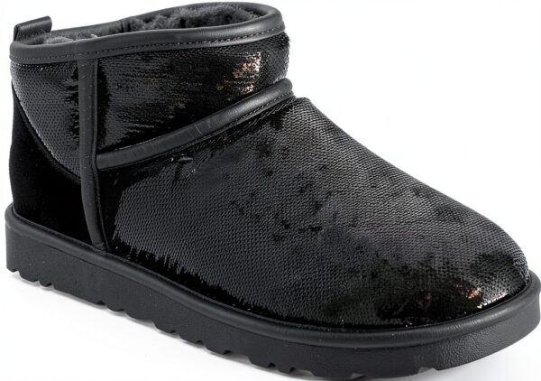 UGG Classic Ultra Mini Mirror Ball Botte tendanceFemme Noir-0