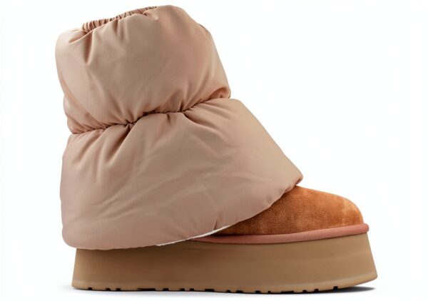 UGG Classic Mini Dipper Puffer Bottines en Cuir Marron-3
