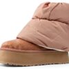 UGG Classic Mini Dipper Puffer Bottines en Cuir Marron-1