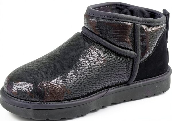 UGG Classic Ultra Mini Mirror Ball Botte tendanceFemme Noir-3
